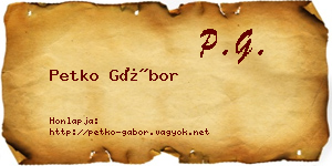 Petko Gábor névjegykártya